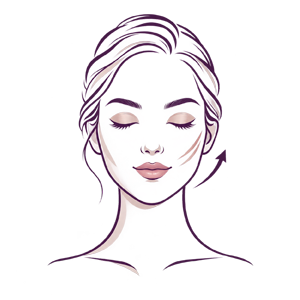 Ilustración de rejuvenecimiento facial con efecto de elevación del rostro