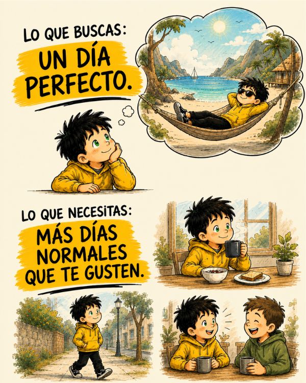 Edu imagina un día perfecto en la playa y descubre el valor de tener más días normales que le gusten.